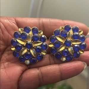Vintage Blue and Gold Gemstone Earrings